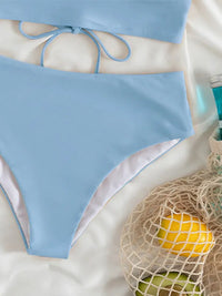 New Women's Lace V-neck Ruffled High-Waist Swimsuit Bikini