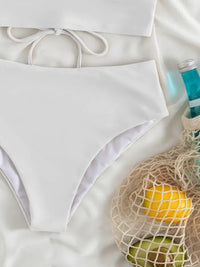 New Women's Lace V-neck Ruffled High-Waist Swimsuit Bikini
