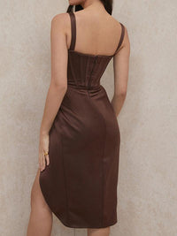 Deep V High Waist Evening Dress