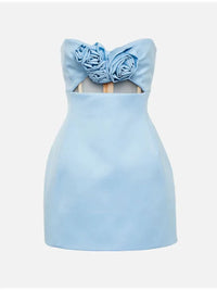 3D Flower Decorated Tube Top Mini Dress