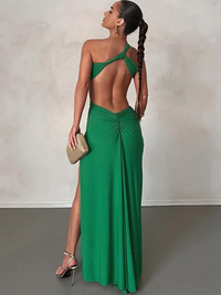 Off-Shoulder Sexy Backless Evening Long Slit Dress