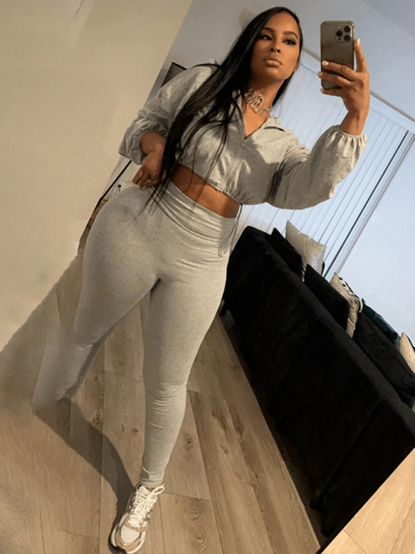 Drawstring Waist Crop Top High Waist Leggings