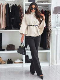 Waist Tie Woolen Cape Coat