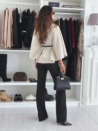 Waist Tie Woolen Cape Coat