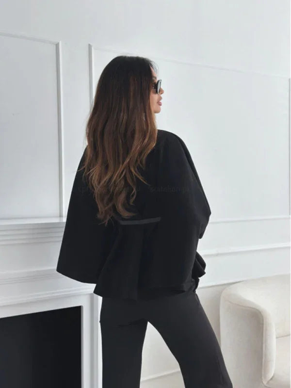 Waist Tie Woolen Cape Coat