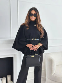 Waist Tie Woolen Cape Coat