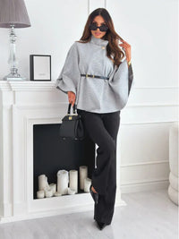 Waist Tie Woolen Cape Coat