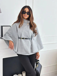 Waist Tie Woolen Cape Coat