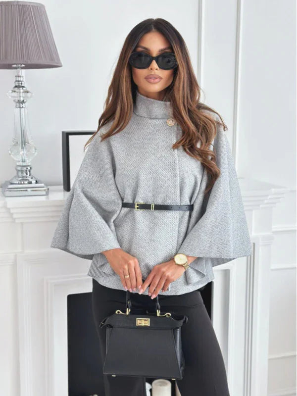 Waist Tie Woolen Cape Coat