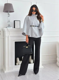 Waist Tie Woolen Cape Coat