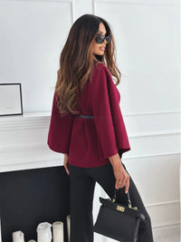 Waist Tie Woolen Cape Coat