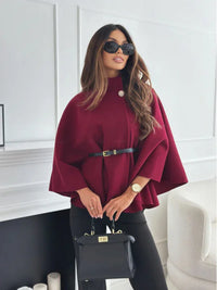 Waist Tie Woolen Cape Coat