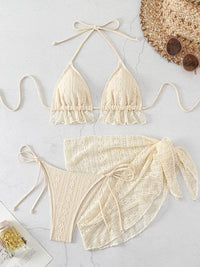 Lace Up Hot Springs Swimsuit Three-Piece Set