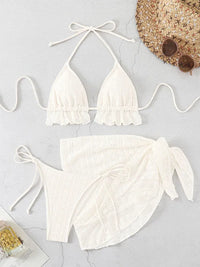 Lace Up Hot Springs Swimsuit Three-Piece Set
