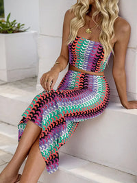 Striped Tube Top Dress Two Piece Set