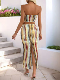 Striped Tube Top Dress Two Piece Set
