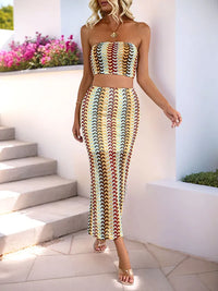 Striped Tube Top Dress Two Piece Set