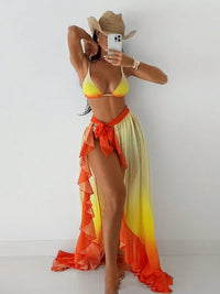 Sunset Bikini with Ruffled Hem Three Piece