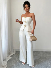 Simple Tube Top and Trousers Two-Piece Suit