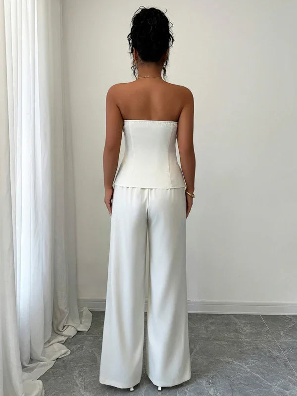 Simple Tube Top and Trousers Two-Piece Suit
