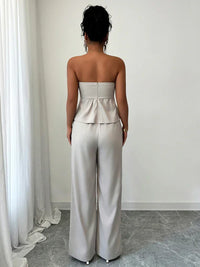 Elegant Design Tube Top and Straight Pants Suit