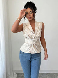 Simple Deep V Drawstring Tank Top