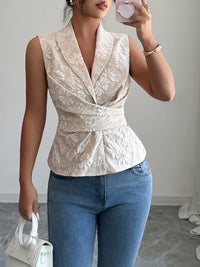 Simple Deep V Drawstring Tank Top