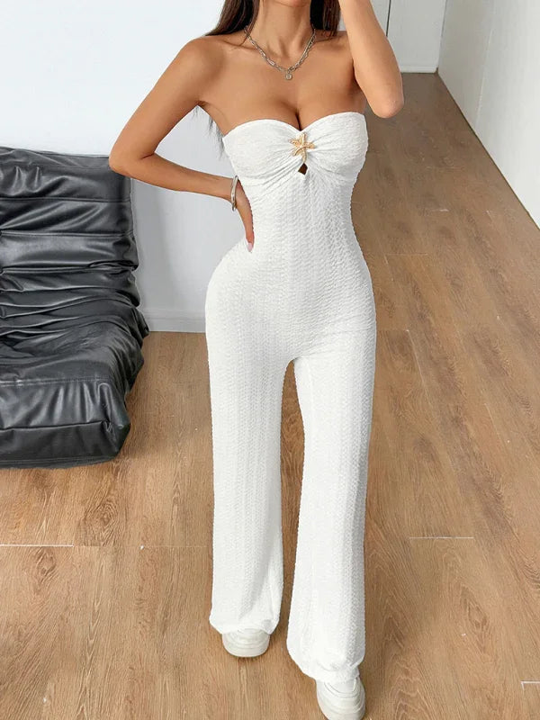Sexy Hot Girl Solid Color Wide Leg Jumpsuit