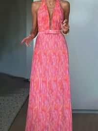 Sexy Deep V Halter Dress