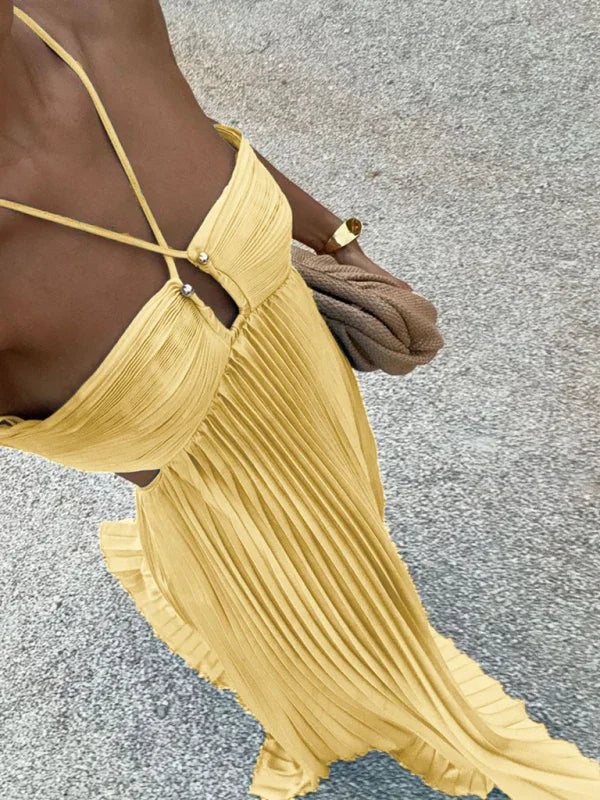 Pleated Sleeveless Dress