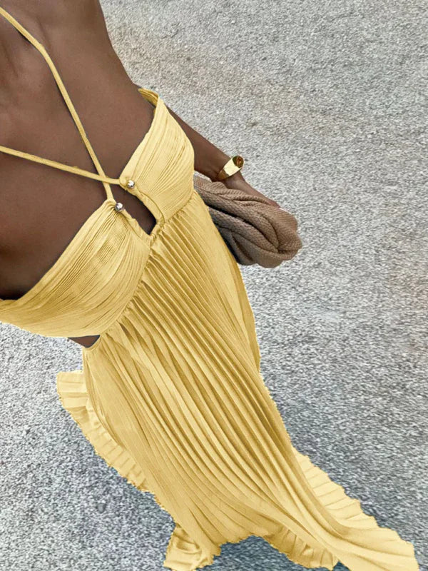 Pleated Sleeveless Dress