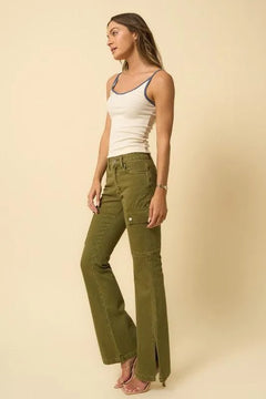 Insane Gene Olive Cargo Slit Jeans - Jessiz Boutique