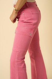 Insane Gene Pink Cargo Slit Jeans - Jessiz Boutique