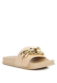 Ishtar Metallic Chain Metal Slides - Jessiz Boutique