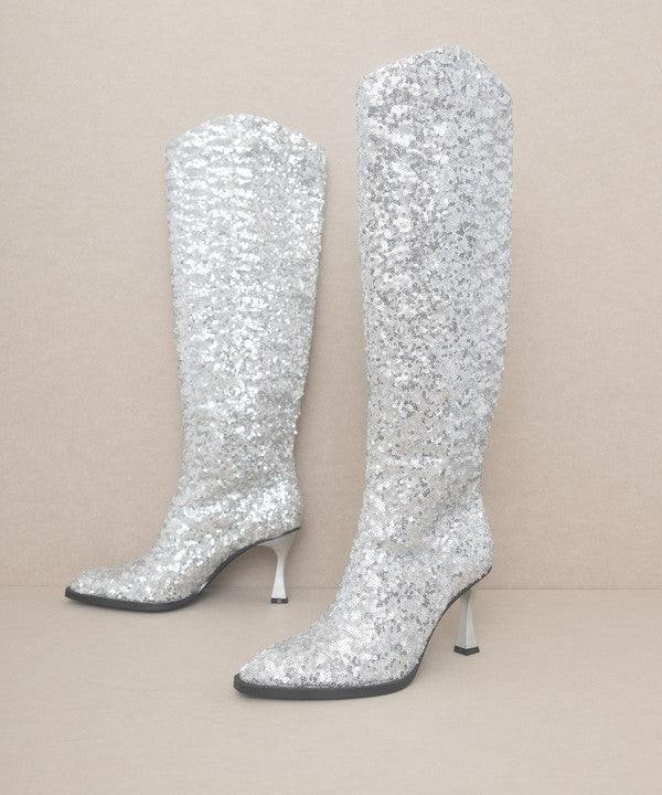 Jewel Knee High Sequin Boots - Jessiz Boutique