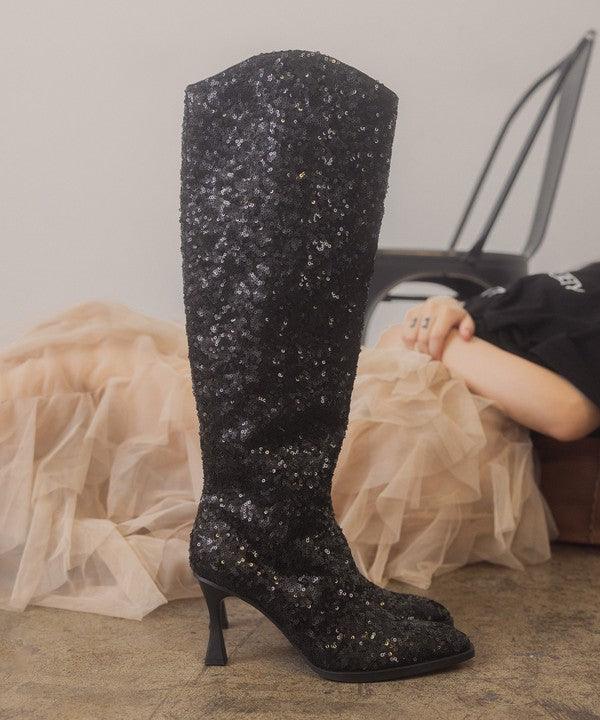 Jewel Knee High Sequin Boots - Jessiz Boutique