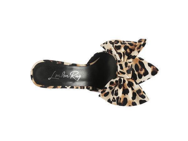 Joelle High Heel Bow Tie Leopard Print Mules - Jessiz Boutique