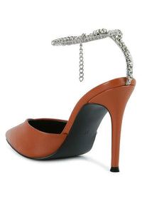 Joyce High Heeled Rhinestone Mule Sandals - Jessiz Boutique
