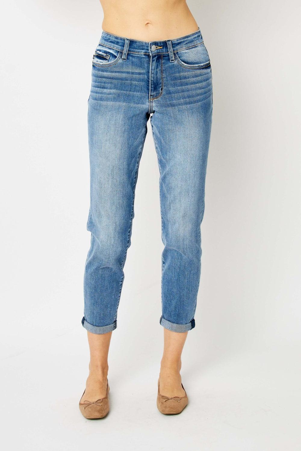 Judy Blue Cuffed Hem Slim Jeans - Jessiz Boutique