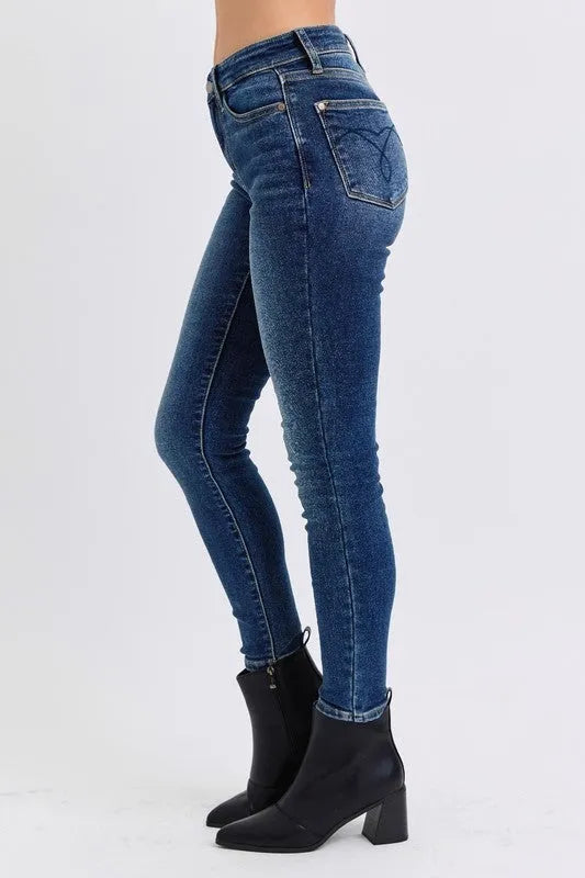 Judy Blue Full Size Mid-Rise Waist Skinny Jeans with Thermal Lining - Jessiz Boutique