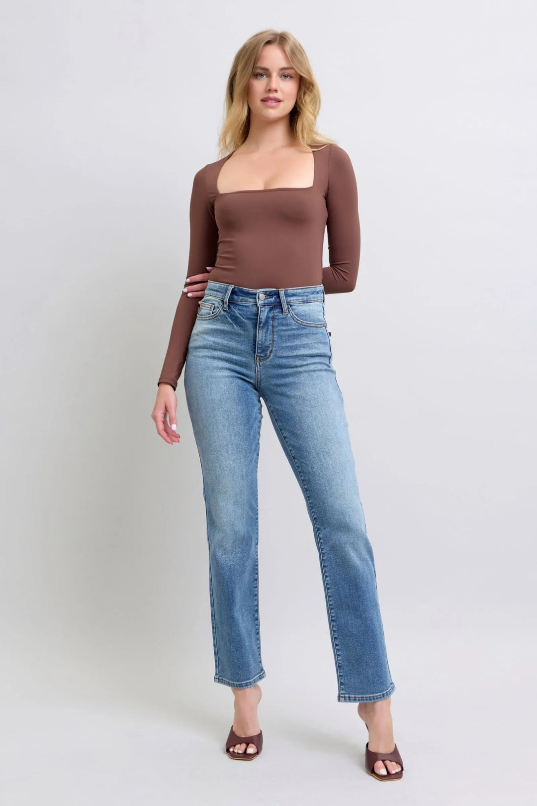 Judy Blue Full Size Run Vintage Wash Thermal Straight Jeans - Jessiz Boutique