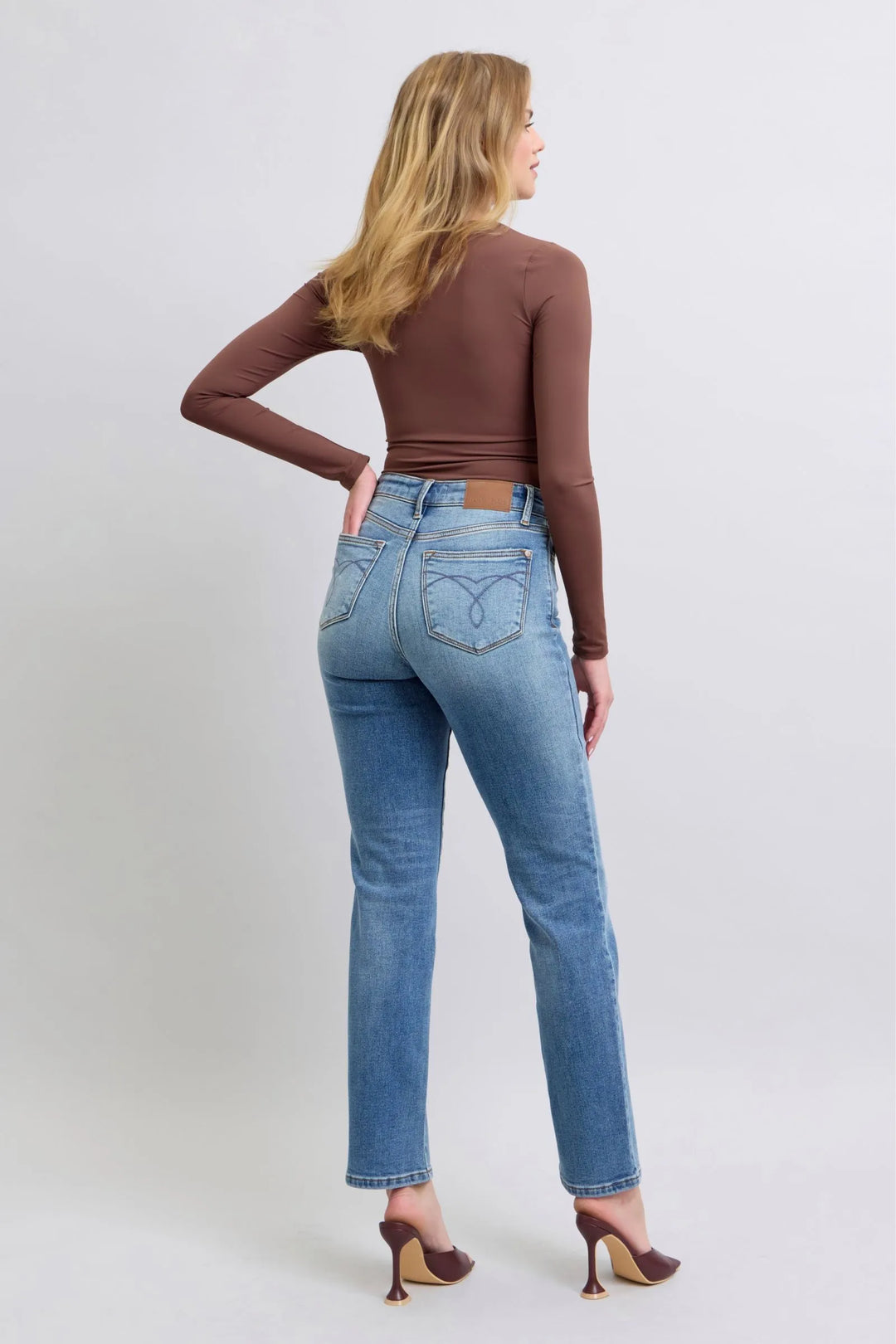 Judy Blue Full Size Run Vintage Wash Thermal Straight Jeans - Jessiz Boutique