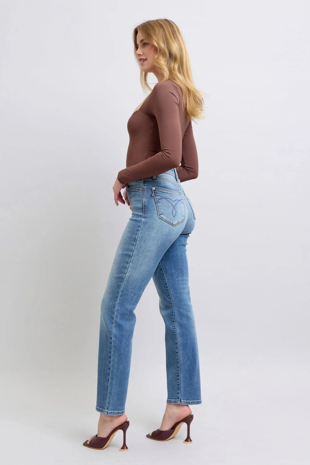 Judy Blue Full Size Run Vintage Wash Thermal Straight Jeans - Jessiz Boutique