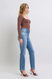 Judy Blue Full Size Run Vintage Wash Thermal Straight Jeans - Jessiz Boutique