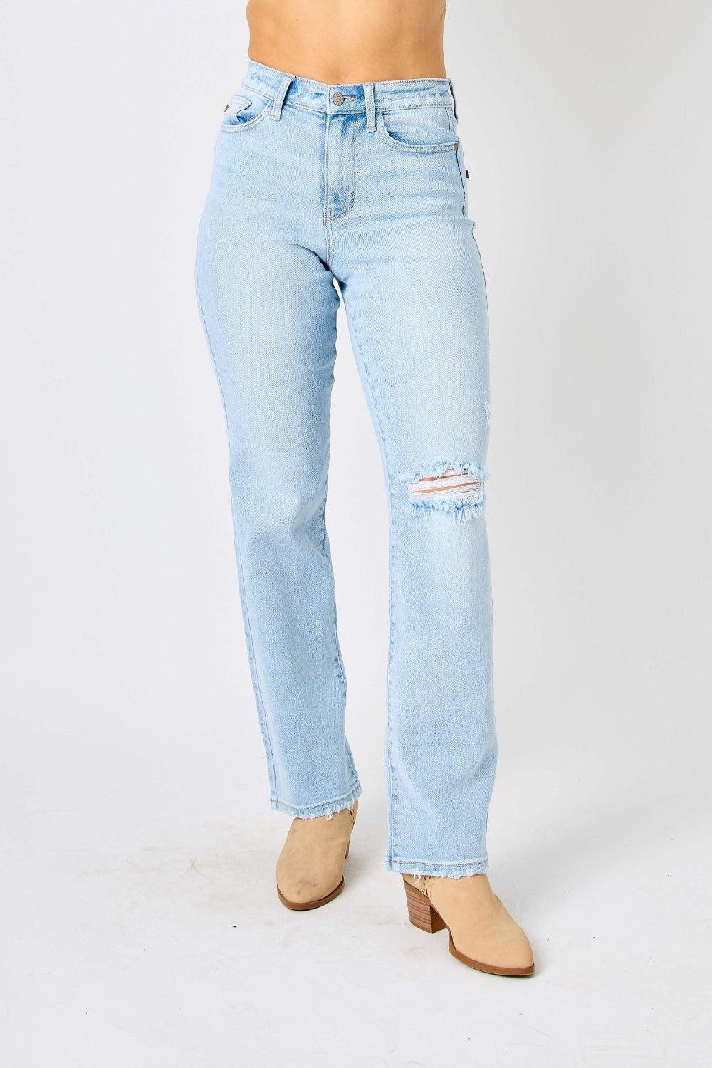 Judy Blue High Waist Distressed Straight Jeans - Jessiz Boutique