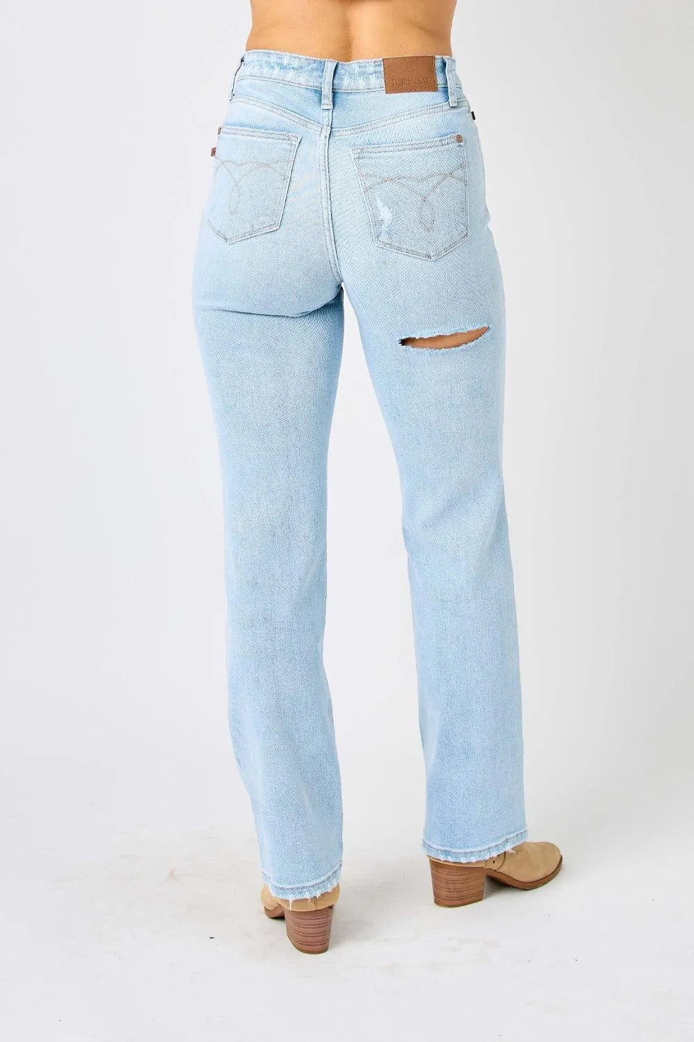 Judy Blue High Waist Distressed Straight Jeans - Jessiz Boutique