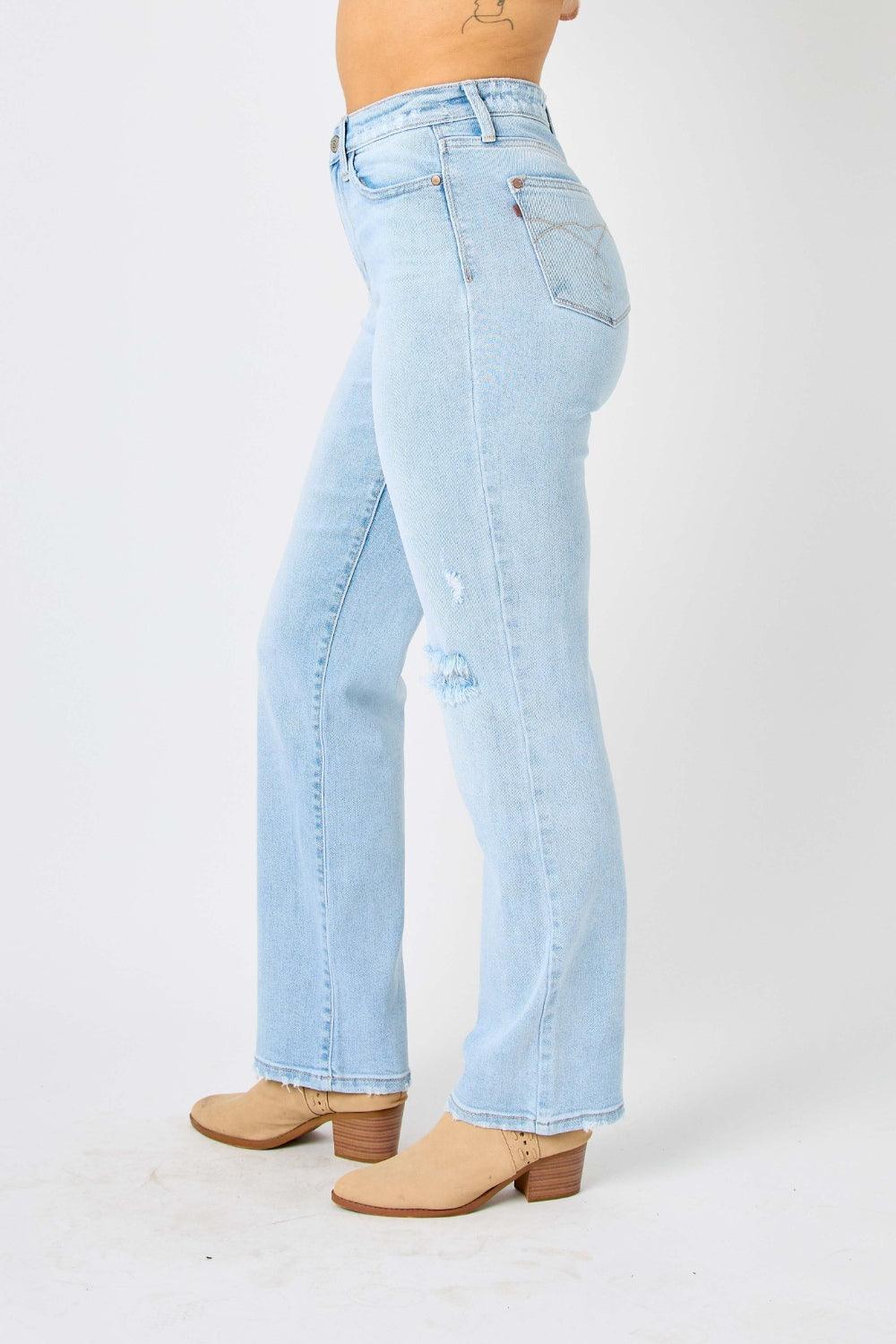 Judy Blue High Waist Distressed Straight Jeans - Jessiz Boutique