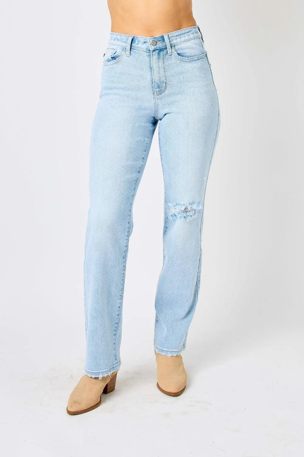 Judy Blue High Waist Distressed Straight Jeans - Jessiz Boutique