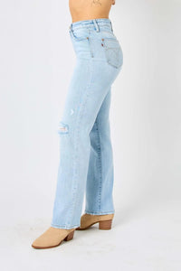 Judy Blue High Waist Distressed Straight Jeans - Jessiz Boutique