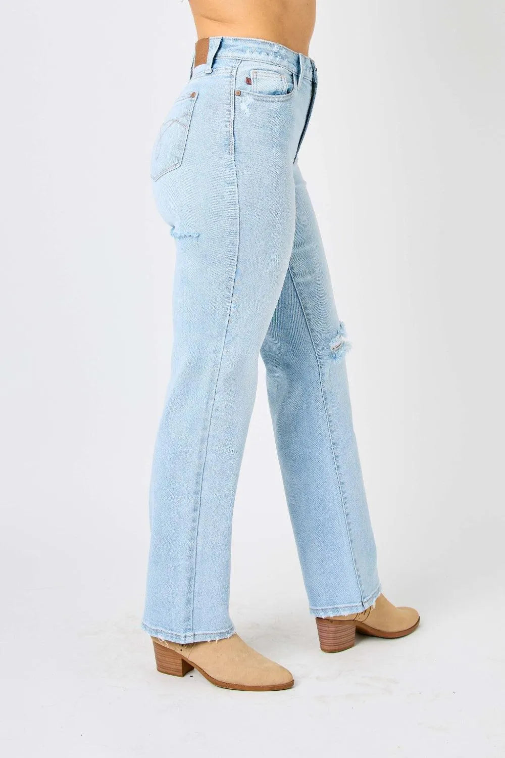 Judy Blue High Waist Distressed Straight Jeans - Jessiz Boutique